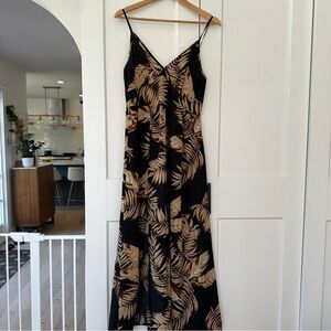 Elegant Black and Tan Floral Dress